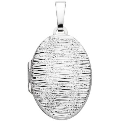 Medaillon oval 925 Sterling Silber mit Struktur für 2 Fotos | 54183 / EAN:4053258540756