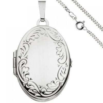 Medaillon oval zum ffnen für 4 Fotos 925 Silber mit Kette 60 cm | 49805 / EAN:4053258346716