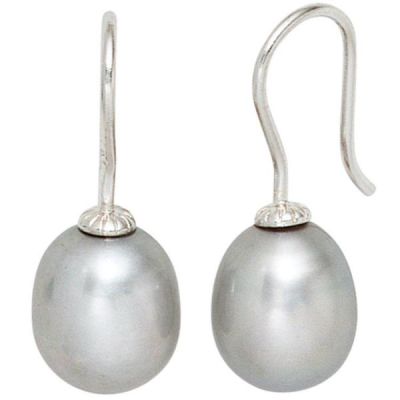 Ohrhänger 925 Sterling Silber 2 graue Süßwasserperlen Ohrringe | 39940 / EAN:4053258209790