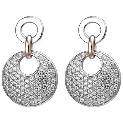 Ohrhänger 925 Sterling Silber bicolor vergoldet 178 Zirkonia | 52721 / EAN:4053258512210