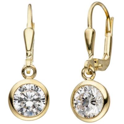 Ohrhänger 925 Sterling Silber gold vergoldet 2 Zirkonia | 46263 / EAN:4053258305522