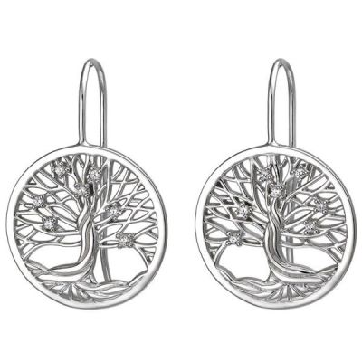 Ohrhänger Baum 925 Sterling Silber 14 Zirkonia Ohrringe Silberohrringe | 52740 / EAN:4053258511534