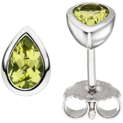 Ohrstecker 585 Gold Weißgold 2 Peridote grün Ohrringe | 54342 / EAN:4053258547373