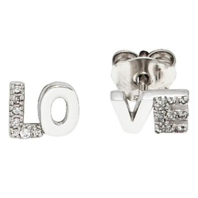 Ohrstecker LOVE 925 Sterling Silber rhodiniert mit Zirkonia Ohrringe | 40307 / EAN:4053258213520