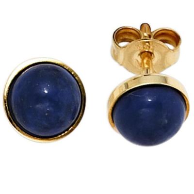 Ohrstecker rund 333 Gelbgold 2 Lapislazuli blau Ohrringe | 39802 / EAN:4053258207956