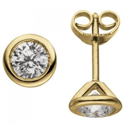 Ohrstecker rund 585 Gold Gelbgold 2 Diamanten Brillanten 1,00 ct. Ohrringe | 50802 / EAN:4053258360293