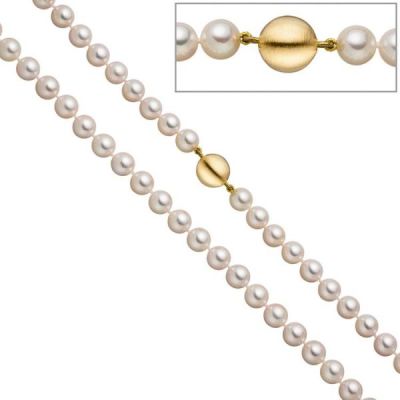 Perlenkette aus Akoya Perlen 45 cm Schließe 925 Silber gold vergoldet matt | 47067 / EAN:4053258322390