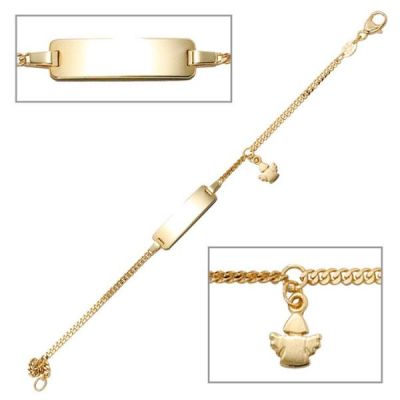 Schildband Engel 585 Gold Gelbgold 14 cm Gravur ID Armband Schutzengel | 34933 / EAN:4053258085073