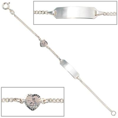 Schildband Schutzengel 925 Sterling Silber 14 cm Gravur ID Armband Federring | 36046 / EAN:4053258084861