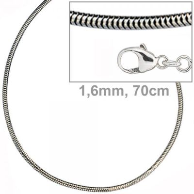 Schlangenkette 925 Silber 1,6 mm 70 cm Halskette Silberkette Karabiner | 41003 / EAN:4053258224403
