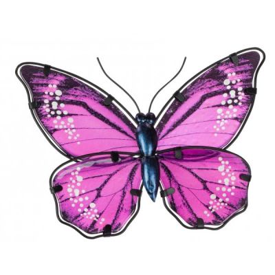Schmetterling aus Glas in Metallrahmen Wanddeko lila 25 cm | 11687175 / EAN:4260715641783