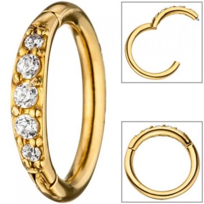 Segmentring Edelstahl gold farben beschichtet mit SWAROVSKI® ELEMENTS | 47229 / EAN:4053258322291
