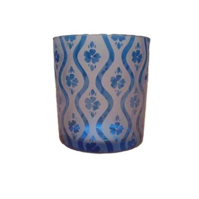 Teelichtglas HAWAII 6,8 cm blau-weiß | 133 / EAN:4019581608617