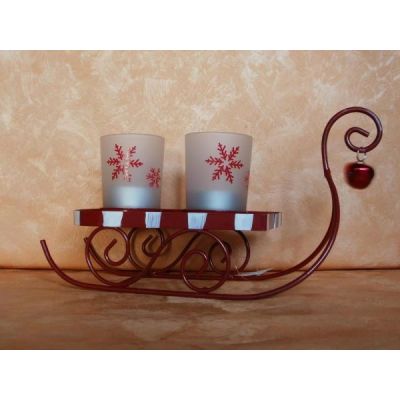 Teelichthalter Schlitten mit 2 Teelichtgläsern | 1419 / EAN:4019581140278