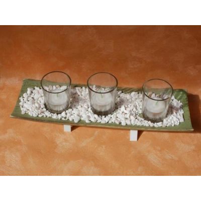 Teelichthalter-Set in Grün mit 3 Teelichtgläsern | 819 / EAN:4019581716176