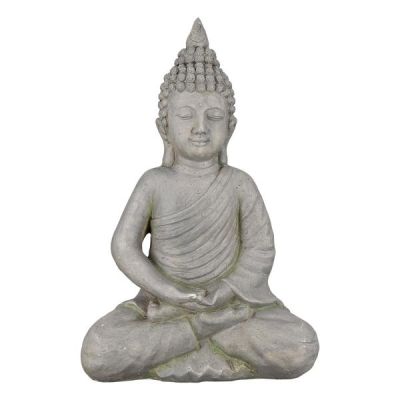 Thai Buddha Deko-Figur-Gartenskulptur Buddhistische Figur grau 44 cm | 11690592 / EAN:4260715644227