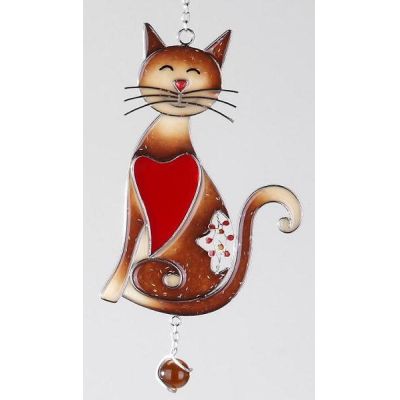 Tiffany Fensterdeko Dekoanhänger Katze mit Herz nach rechts | 11533890 / EAN:4025809680259
