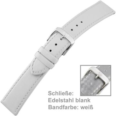 Uhrenarmband Ladies 22 mm Kalbsleder weiß mit Schließe aus Edelstahl | 47539