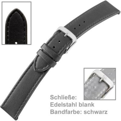 Uhrenarmband Ladies aus Kalbsleder 18 mm, schwarz | 38928