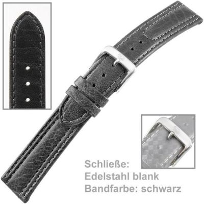 Uhrenarmband Men 20 mm in Schwarz aus Kalbleder | 33999