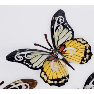 Wanddeko Schmetterling Metall in Gelb, 35 cm | 11554310 / EAN:4260491146984