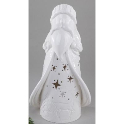 Windlicht Weihnachtsmann Weiß mit Durchbrüchen aus Porzellan 28 cm | 11504302 / EAN:4025809783851