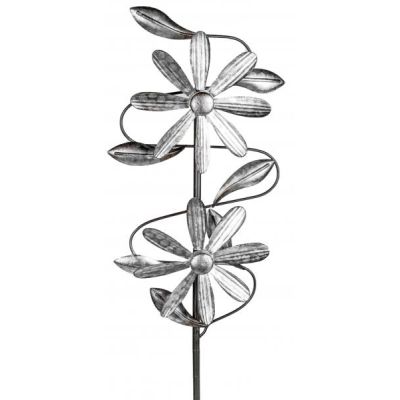 Windrad aus Metall Blume mit Stange antik silber 23/92 cm | 11635320 / EAN:4260632134368