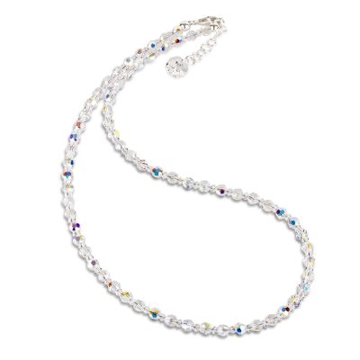 40cm - 43cm - Halskette Collier aus 4mm Kristallperlen Crystal Aurora Boreale | S-K04V-AB / EAN:4250887480150