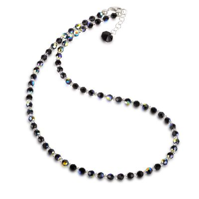 40cm - 43cm - Halskette schwarz aus 4mm Kristallperlen | S-K04V-Jet / EAN:4250887404903