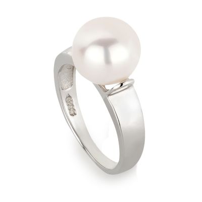 51 - Perlenring 925 Silber rhodiniert Ring mit 9mm Süßwasser-Perle | Ri-Fi01P-w / EAN:4250887407379