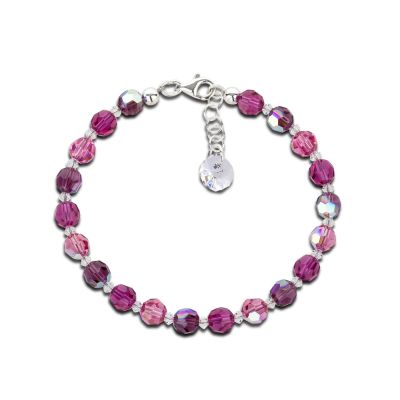 Armband fuchsia pink lila aus 6mm Kristallperlen | S-K-A06_Am-Fu-Pa / EAN:4250887401117