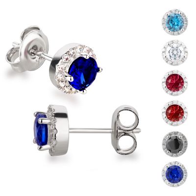 Blau - Ohrstecker rot, blau, hellblau, weiß oder fuchsia 925 Silber | OS-C15 / EAN:4250887410676