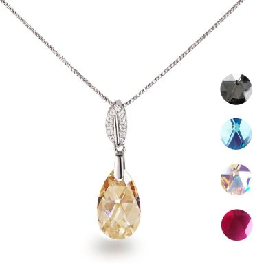 Crystal Aurora Boreal - Feine Silberkette mit Anhänger Kristall Tropfen in vielen Farben_ausverkauft | Fi36-PD57_VZR / EAN:4250887404224