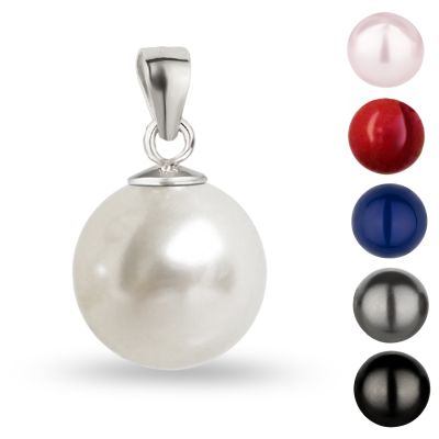 Dunkel - Grau - Perlen Anhänger rund 12mm 925 Silber Farbwahl | AN-Ku12 / EAN:4250887400882