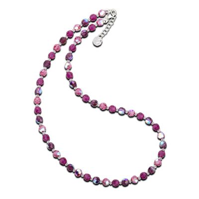 Halskette Fuchsia Pink Lila aus 6mm Kristallperlen | S-K06_AM-Fu-Pa / EAN:4250887401148