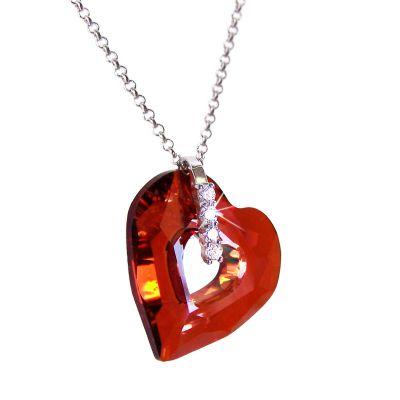 Halskette mit Swarovski® Kristall Herz Anhänger, 925 Silber Rhodium, Miss U Heart in Red Magma | PD20-RM_RL118RH / EAN:4250887402152