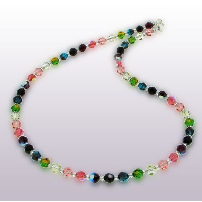 Halskette multicolor bunt aus 6mm Swarovski® Kristallperlen | S-K06-Mu1 / EAN:4250887401414