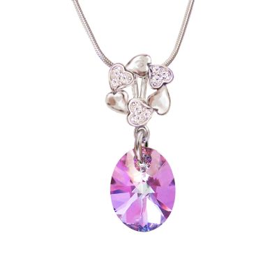 Halskette und Herz Anhänger mit Swarovski® Kristall in Vitrail Light, violett, 925 Silber Rhodium | Fi55-PD98-VL-SC1 / EAN:4250887403128