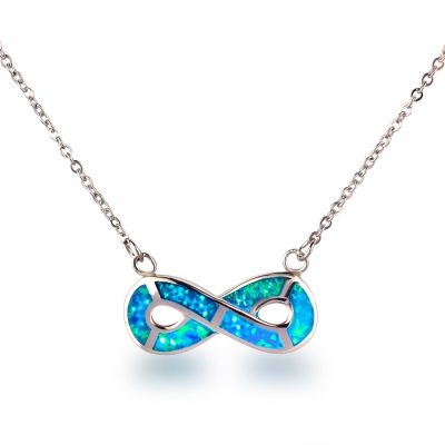Halskette Unendlichkeit-Symbol 925 Silber synth Opal türkis blau | mit Schmuckschachtel | Ca-102 / EAN:4250887405047