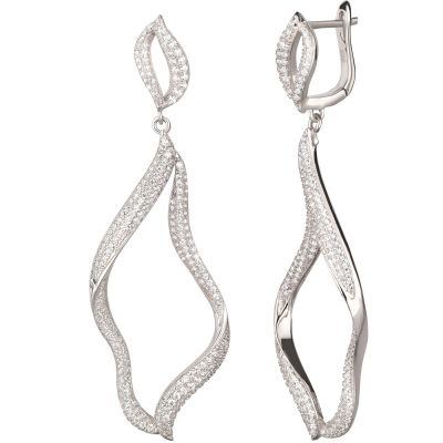Lange elegante Ohrringe aus 925 Silber Rhodium | CTC-OS-07RH / EAN:4250887407539
