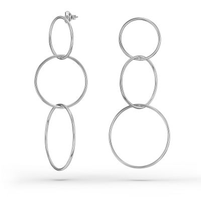 Neu: Ohrringe lang aus drei hängenden Ringen 925 Silber | OH-Sv13 / EAN:4250887480013