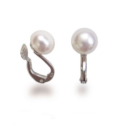 Ohrclips aus 925 Silber mit Süßwasser Zuchtperle weiß, echte Perle | OC-SWP08w / EAN:4250887400172