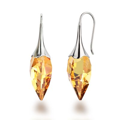 Ohrringe Twisted Drop gelb metallic-sunshine Kristall 925 Silber Rhodium | Fi-OH38-PK02-Msun / EAN:4250887406396