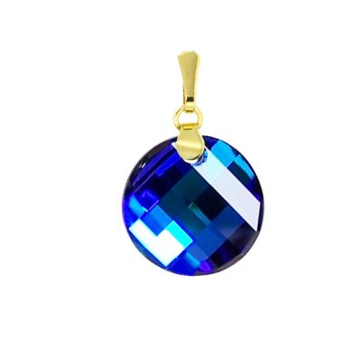 Schmuckanhänger vergoldet mit Swarovski® Twist Kristall 18mm blau, Bermuda Blue, 10/000 Gold-Doublé | PD-AN68db-BB / EAN:4250887401865
