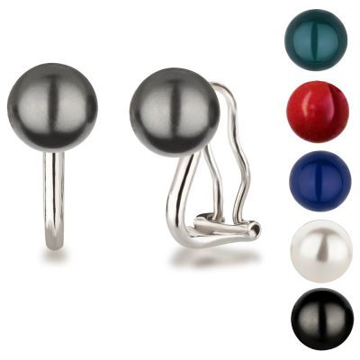 Schwarz - Perlen Ohrclips Clip Ohrringe 925 Silber Rhodium Farbwahl | OC-Fi1-Ku08 / EAN:4250887409687