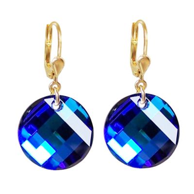 Vergoldete Ohrringe blau Twist Kristall in Bermuda Blue 10/000 Gold-Doublé | PD-OH68db-BB / EAN:4250887401773