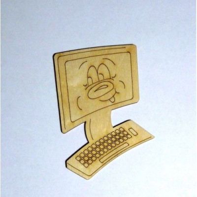 100mm - Computer Kleinteil aus Holz mit Gesicht | PCH 4510