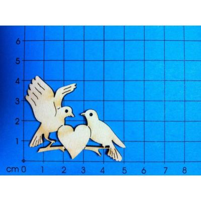 30mm - Taubenpaar mit Herz aus Holz in verschiedenen Größen | TAU 5505 / EAN:4250382847632