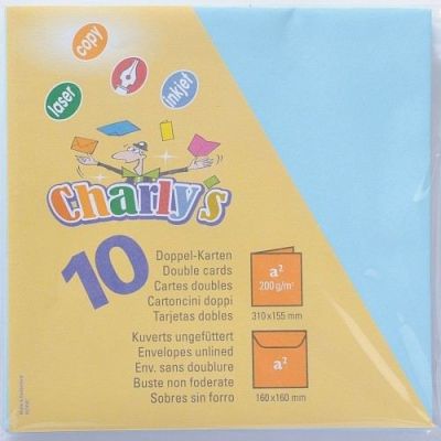 Charly s Packung quadratisch hellblau 10 Karten + 10 Umschläge | 914501-411 / EAN:7612996474098