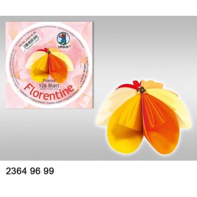 Faltblatt, Origami, Kusudama 10 cm rund gelb-orange-rot | 23649699